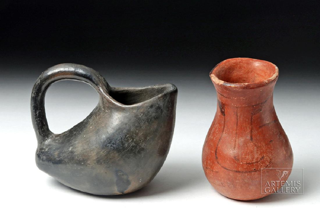 Pair of Early 20th C. Native American Pottery Vessels: **Originally Listed At $125** North America, Native American, Arizona, Phoenix, Maricopa Reservation, ca. early 20th century CE; New Mexico, northwest of Santa Fe, San Ildefonso Pueblo, ca. early 20th