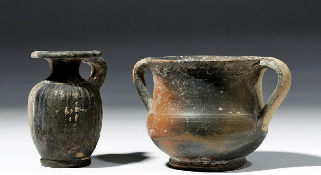 Pair of Greek South Italic Blackware Pottery Vessels (1 of 6)