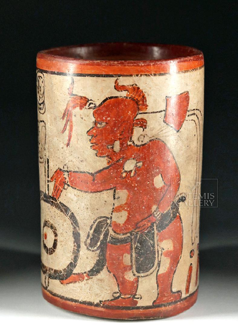 Mayan Peten Polychrome Cylinder - Dwarf Figures (1 of 6)