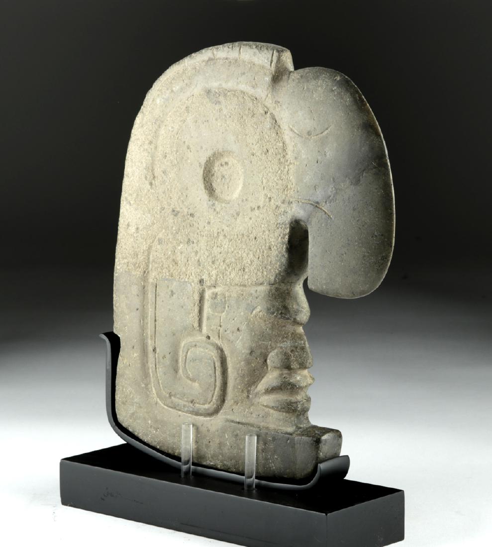 Maya Stone Hacha - Warrior with Avian Headdress (1 of 4)
