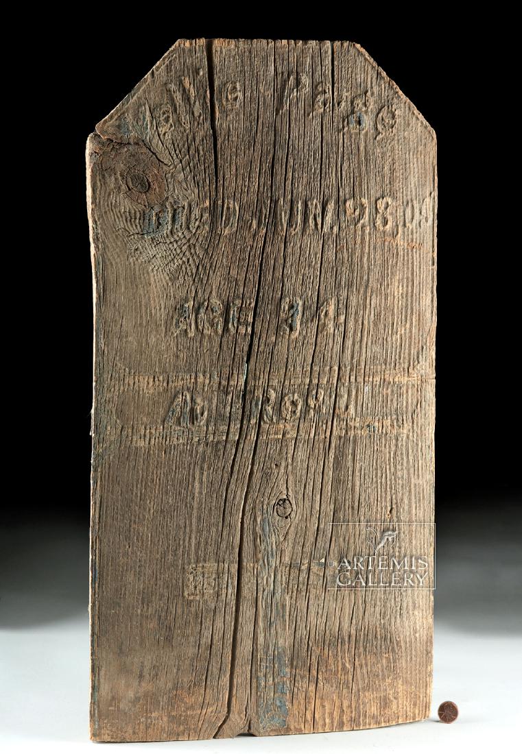 American Wooden Grave Marker Dated 1905