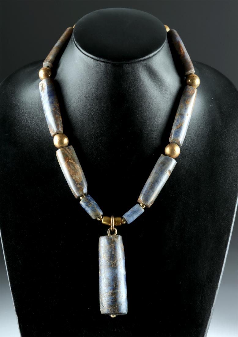 Impressive Chavin Sodalite & Gold Necklace (1 of 3)