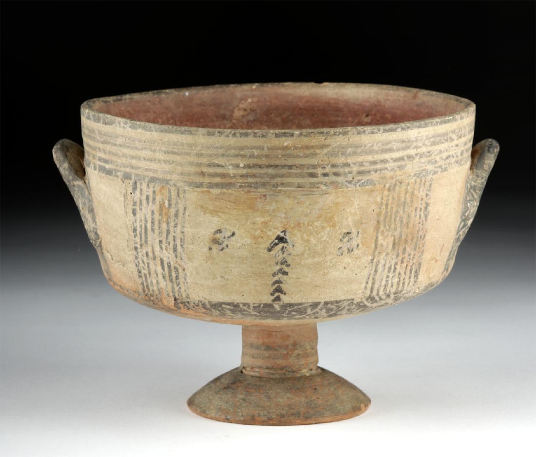 Cypro-Geometric Bichrome Pedestal Bowl w/ Handles (1 of 6)