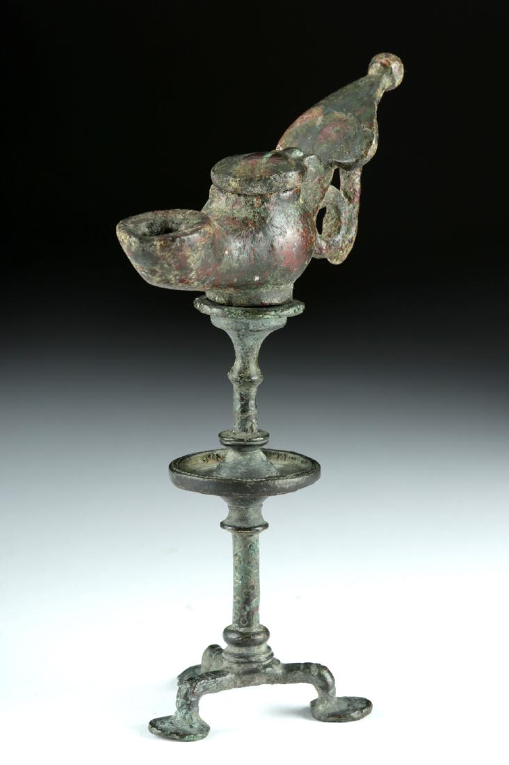 Rare Miniature Roman Bronze Lamp on Stand (1 of 4)