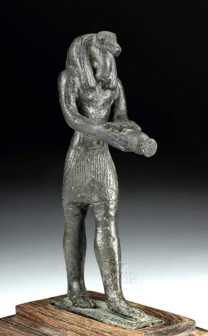 Egyptian Leaded Bronze Striding Thoth w/ Offering (1 of 4)