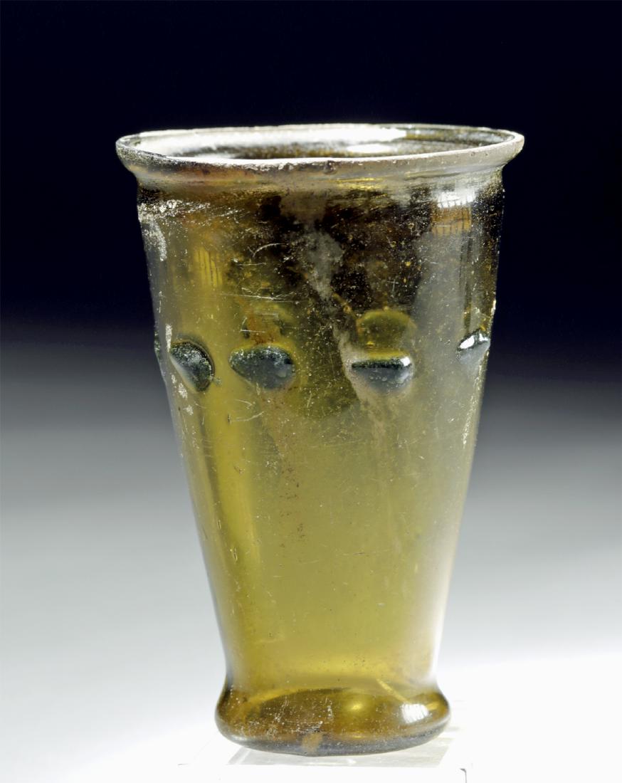 Rare Roman Green Glass Cup w/ Dots (1 of 5)