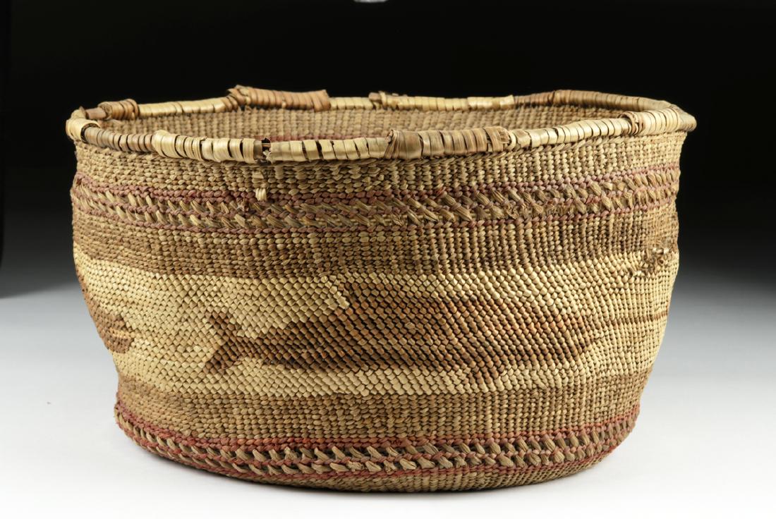 20th C. Northwest Coast Tlingit Basket, Whales & Boats (1 of 6)