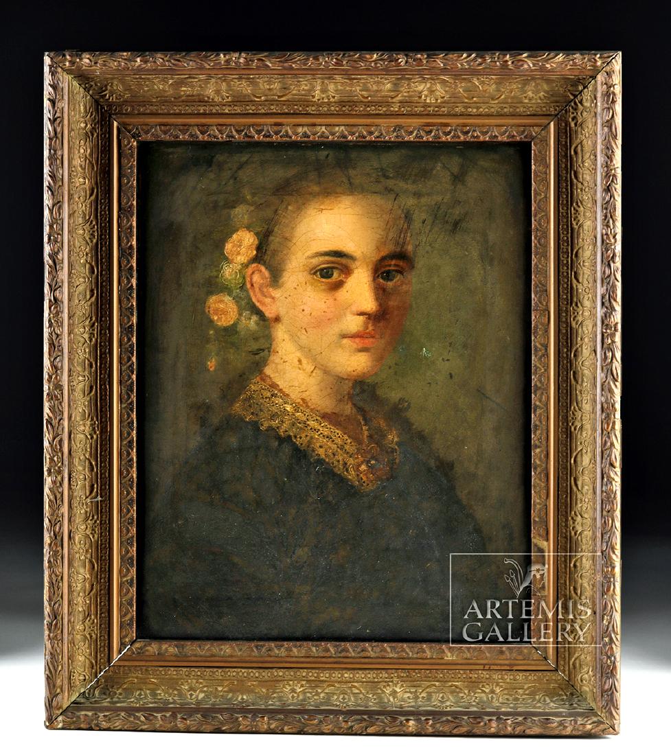 Framed 17th C. European Portrait of Woman (1 of 5)