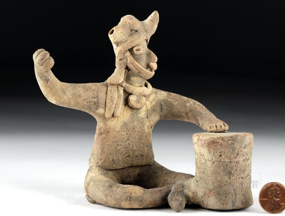 Colima Pottery Whistling Figure - Seated Shaman Drummer (1 of 4)