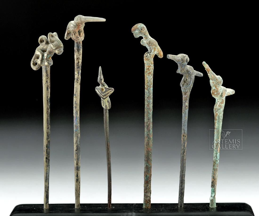 Moche Silver & Copper Drug Spoons - Avians & Jaguar (1 of 5)