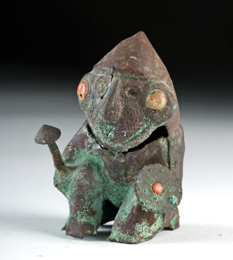 Rare Moche Copper Seated Warrior w/ Shield and Club (1 of 6)