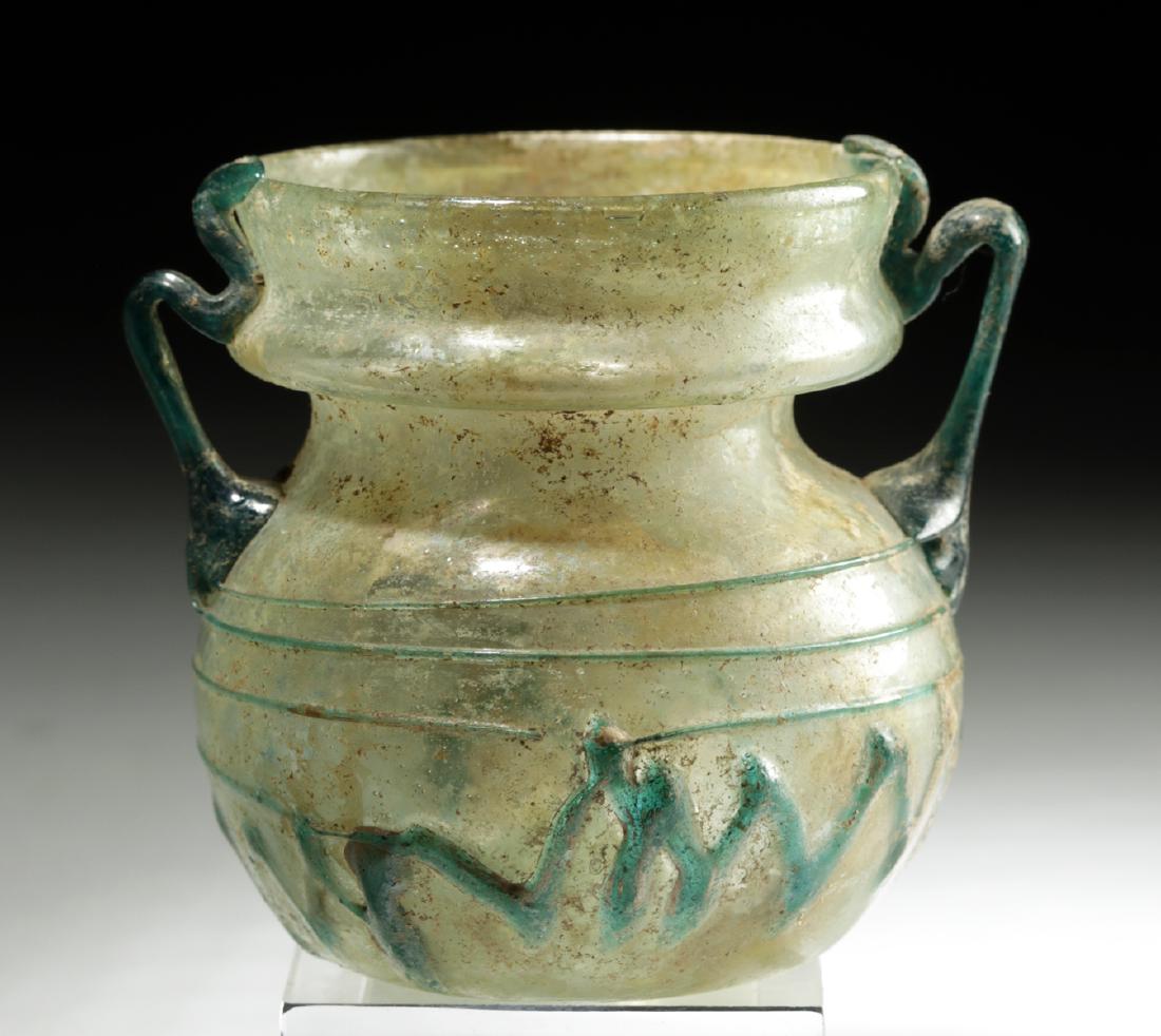 Roman Glass Jar w/ Trail Handles & Decorations (1 of 6)