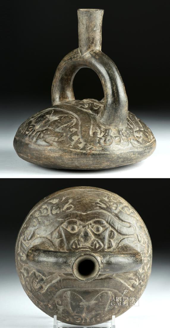 Moche Blackware Stirrup Vessel w/ AI Apec (1 of 7)