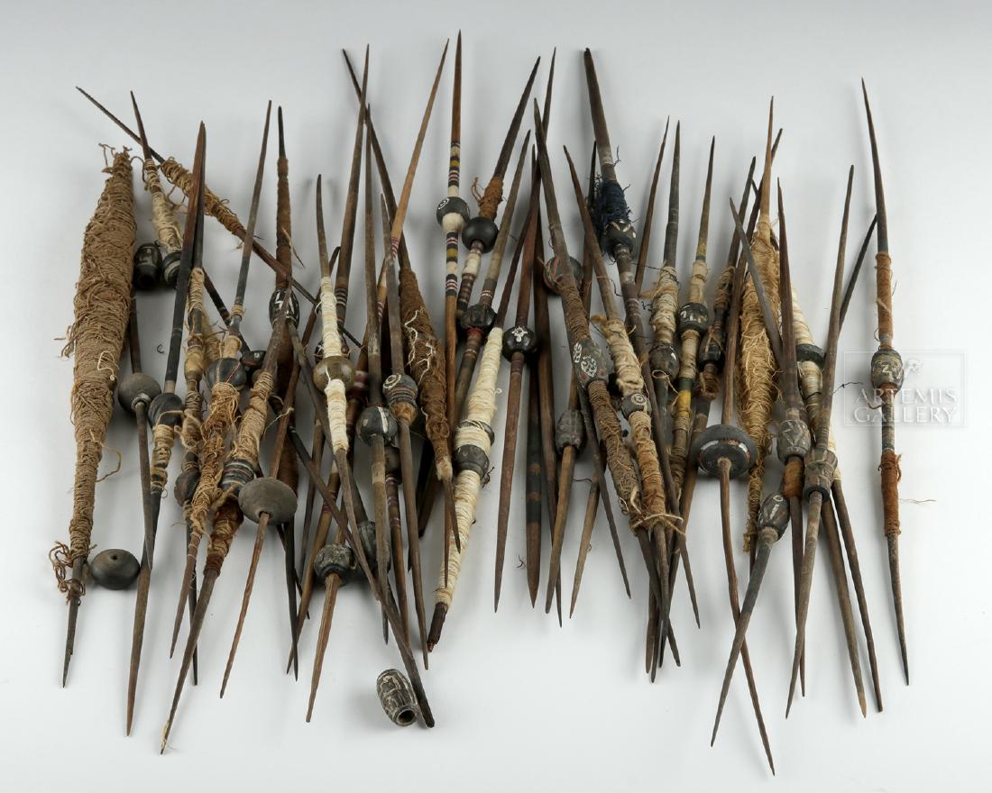 Lot of 44 Chancay Wood Needles & Pottery Spindle Whorls (1 of 2)