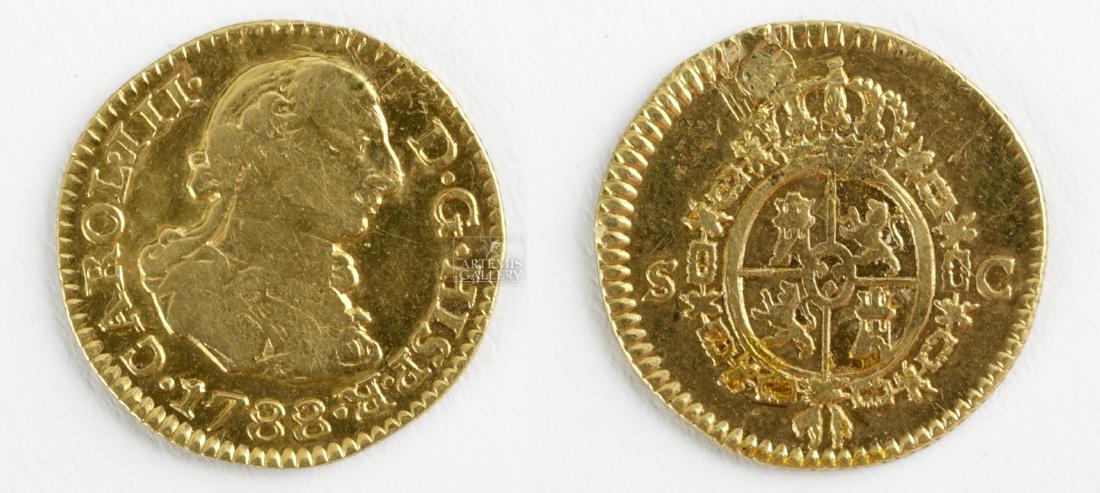 Spanish Carlos III Escudo Gold Coin - 1788 (1 of 3)