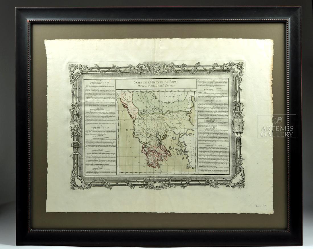 Framed 18th C. French Map of Ancient Rome (1 of 6)