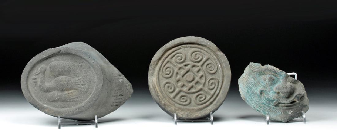 Lot of  3 Chinese Ming Dynasty Ceramic Roof Tiles (1 of 3)