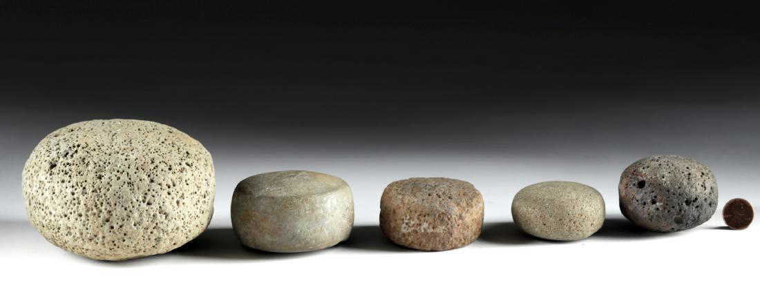 Lot of Five 19th C. Hawaiian 'Ulu Maika Game Stones