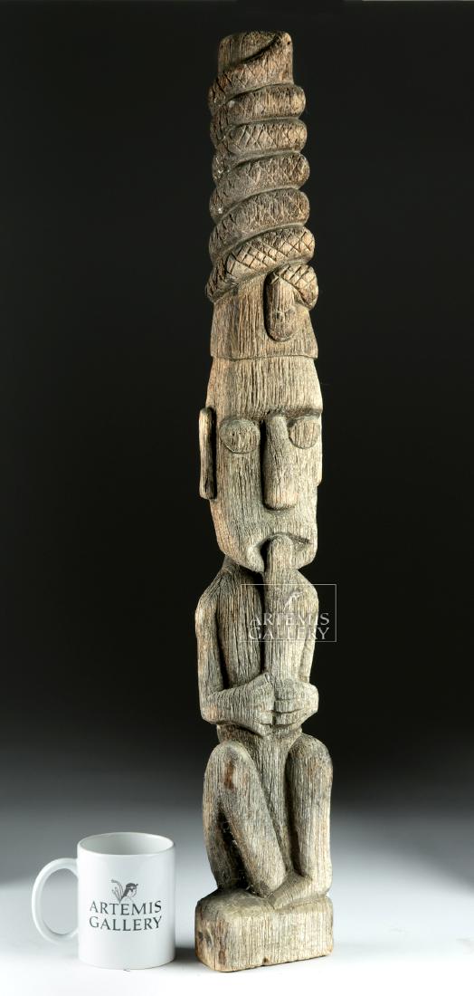 Early 20th C. Sumatran Batak Wood Figure w/ Snake (1 of 4)