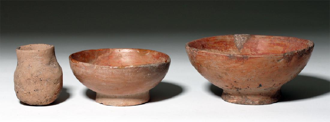Lot of 3 West Mexican Vessels - 2 Bowls, 1 Olla (1 of 2)