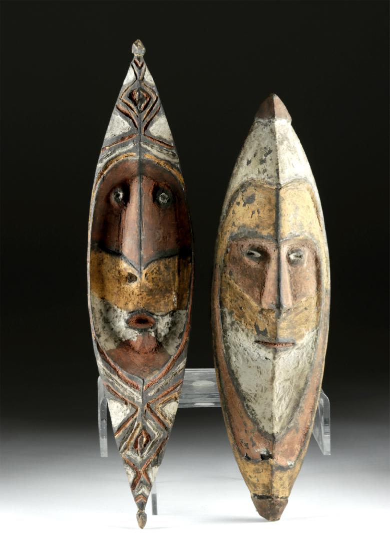 Lot of Two 20th C. Papua New Guinea Madang Wood Masks (1 of 2)
