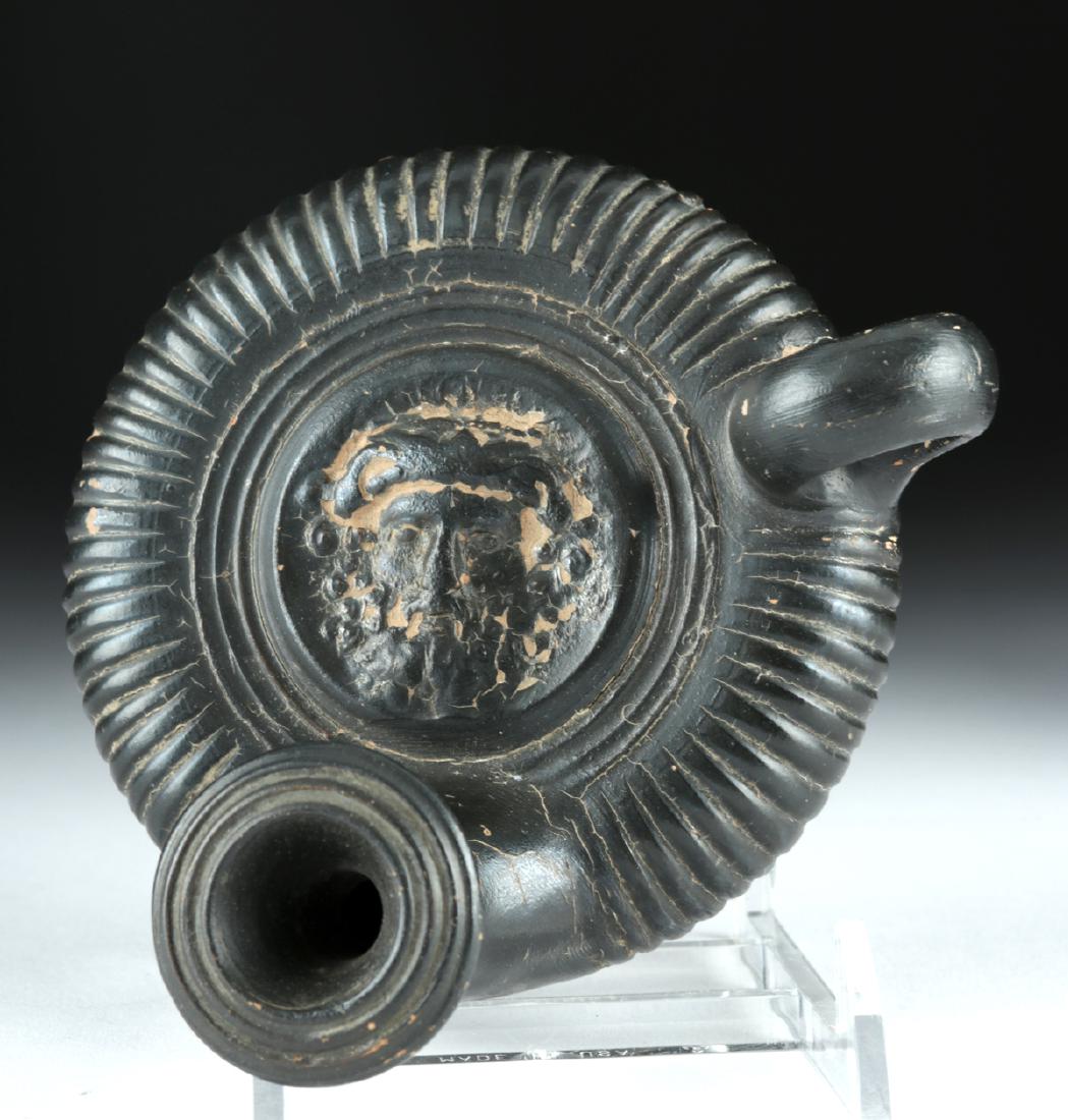 Greek Campanian Blackware Guttus w/ Herakles (1 of 5)