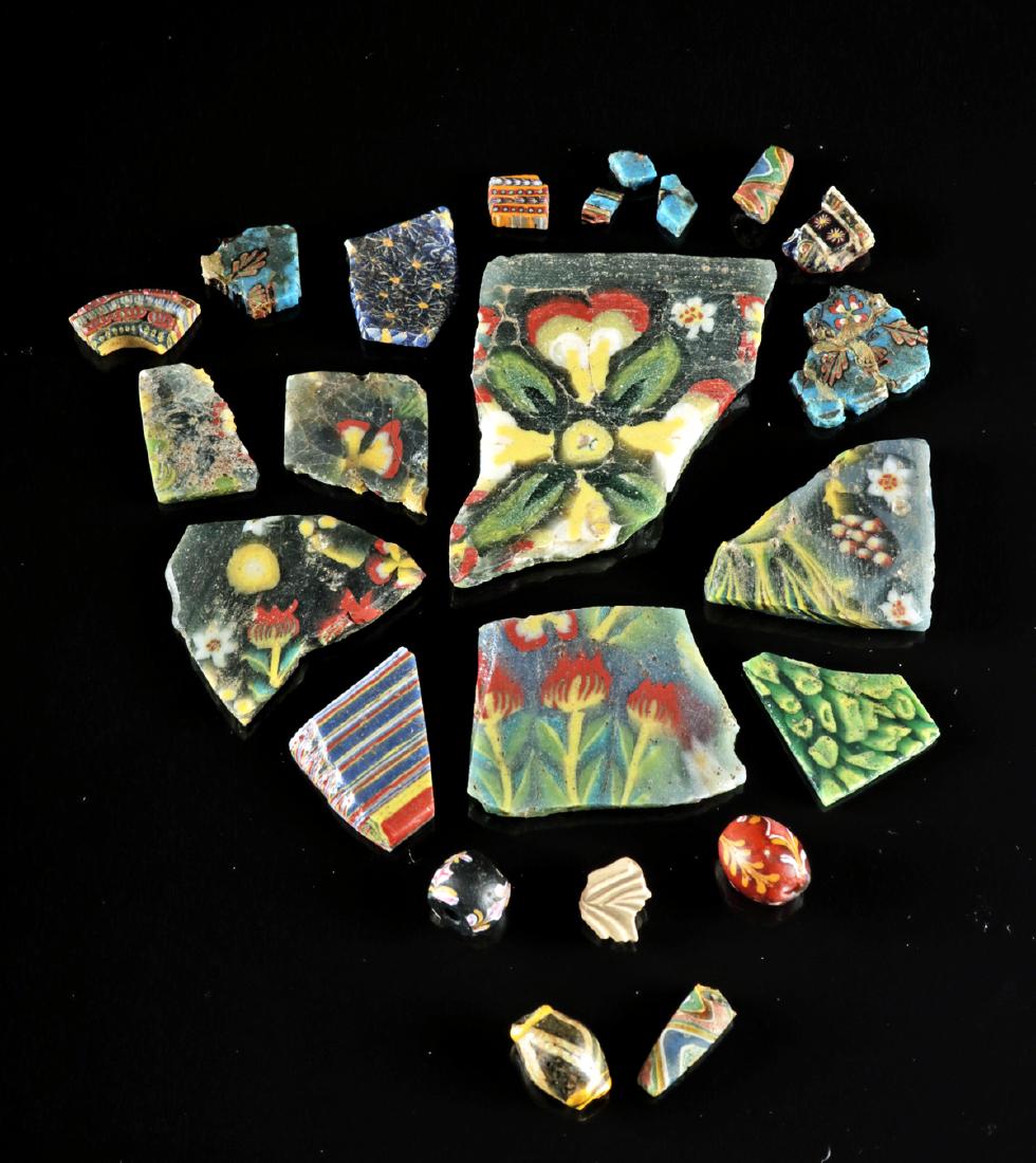 Lot of 23 Ancient Roman Mosaic Glass Beads & Fragments
