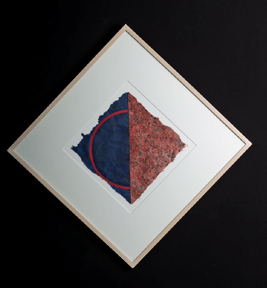 D. Shapiro, Untitled Print, Birnham Wood Series, 1979: **Originally Listed At $600** David Shapiro (American, 1944-2014), untitled, silkscreen/etching from Birnham Wood series, ca. 1979 CE. A striking work on handmade paper from David Shapiro's Birnham Wo