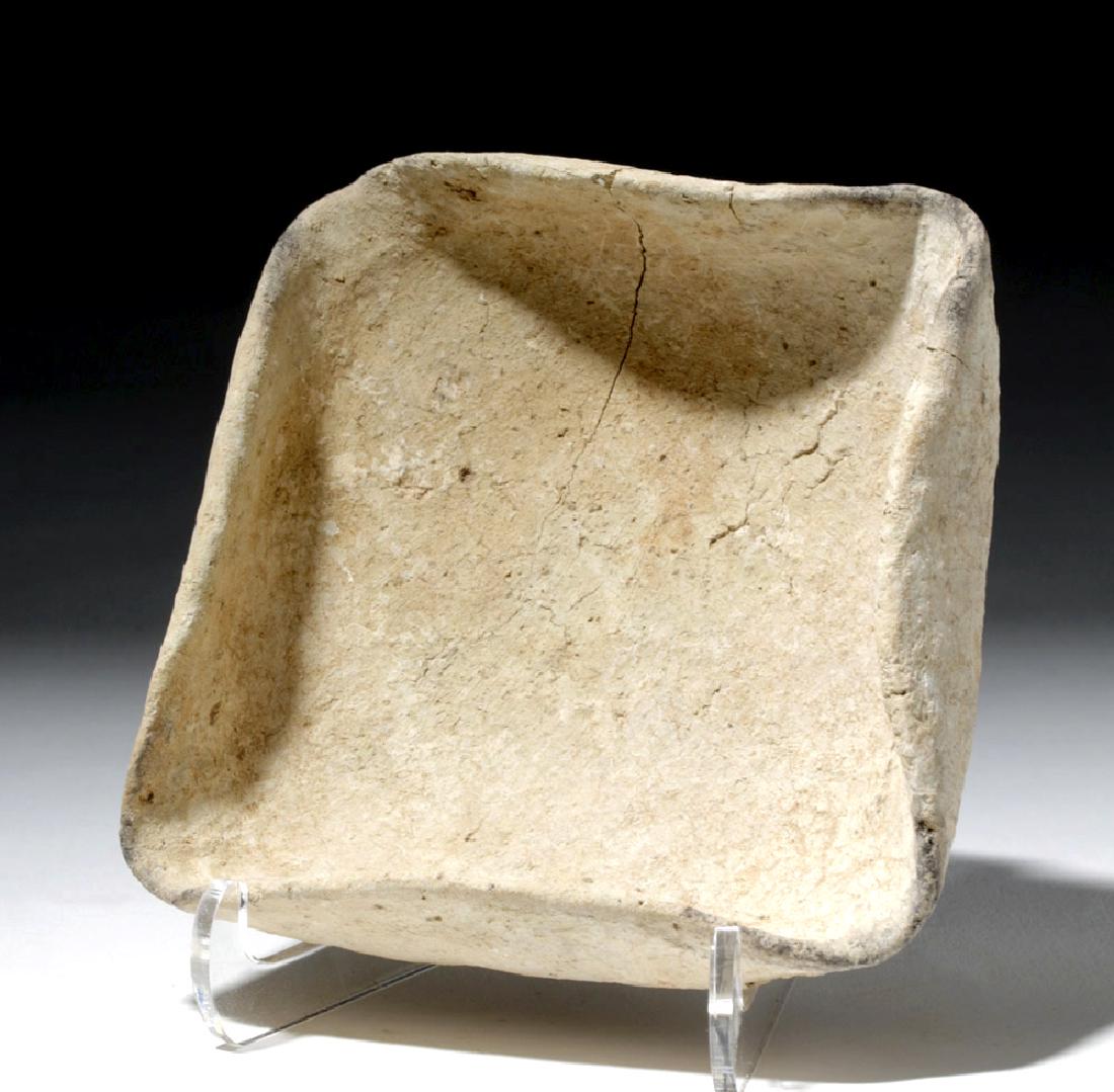 Iron-Age Pottery Pinched Oil Lamp: **Originally Listed At $125** Ancient Near East, Holy Land, Middle Bronze Age I-II, ca. 2200 to 1750 BCE. A four-spouted pottery lamp made from a creamy colored clay and hand-molded, with a rounded ba