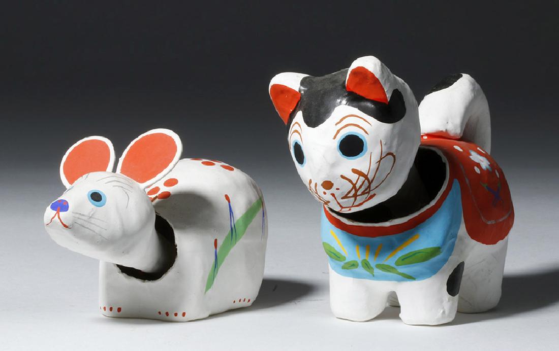 Japanese Papier-Mache Cat and Mouse Bobbleheads (1 of 6)