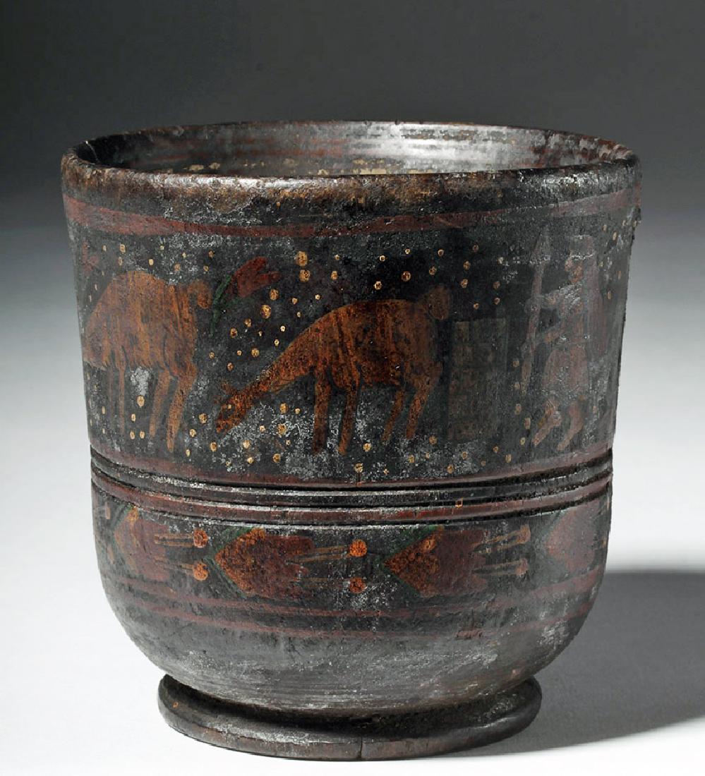 17th C. Inca / Spanish Colonial Polychrome Wood Kero (1 of 10)