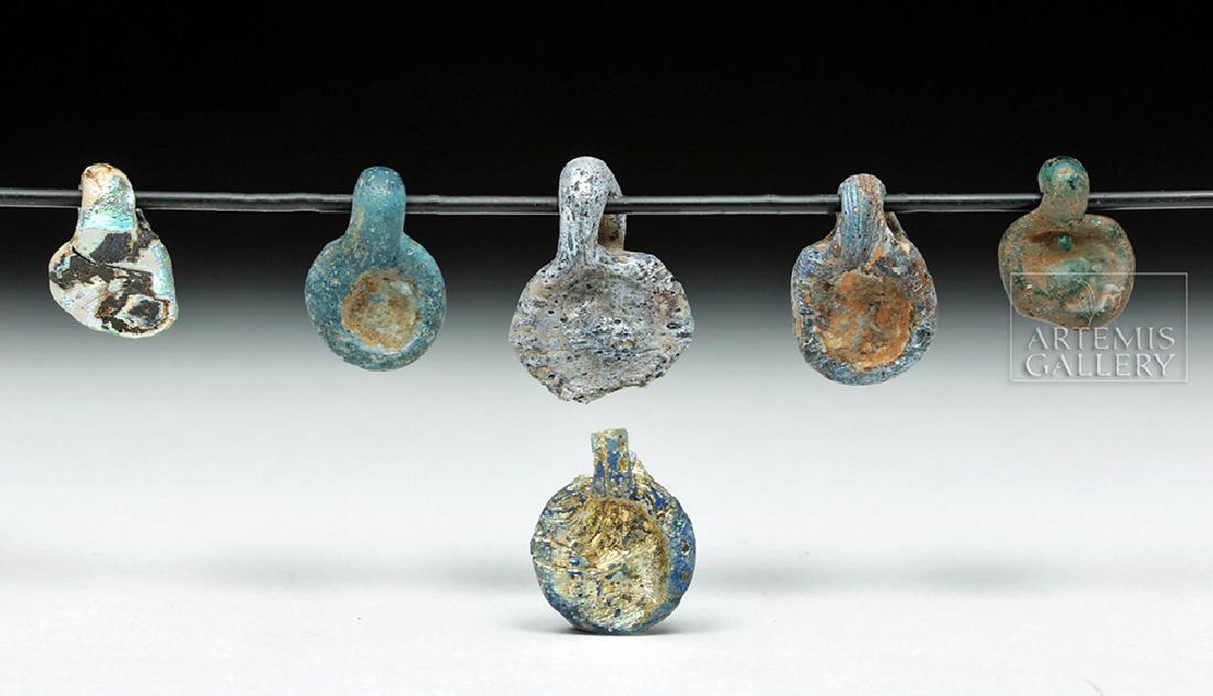 Lot of 6 Ancient Roman Glass Pendants - Iridescent (1 of 2)