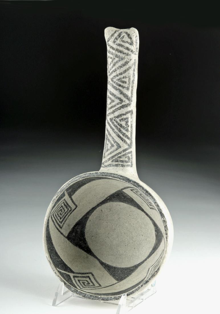 Anasazi Tularosa Pottery Ladle - Black on White: **Originally Listed At $500** Native American, southwest New Mexico, villages in southern Cibola Anasazi / northern Mogollon, Ancestral Puebloan (Anasazi) culture, ca. 1075 to 1250 CE. A lovely, hand-