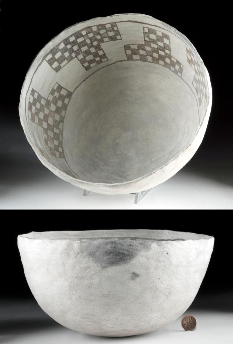 Ancestral Puebloan Black-on-White Ceramic Bowl: Native American, Southwestern USA, central Arizona to the Rio Grande Valley, New Mexico, Salado Culture, Ancestral Puebloan (Anasazi), ca. 1275 to 1450 CE. A beautiful coil-and-scrape made bowl, its s