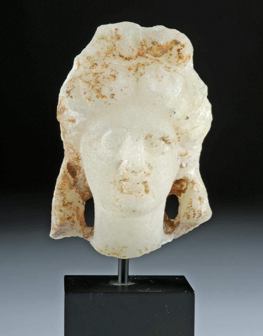Roman Alabaster Head of Woman - Elaborate Coiffure (1 of 4)