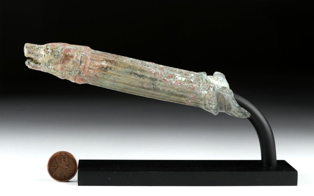 Roman Bronze Patera Handle w/ Wolf Head Finial (1 of 4)