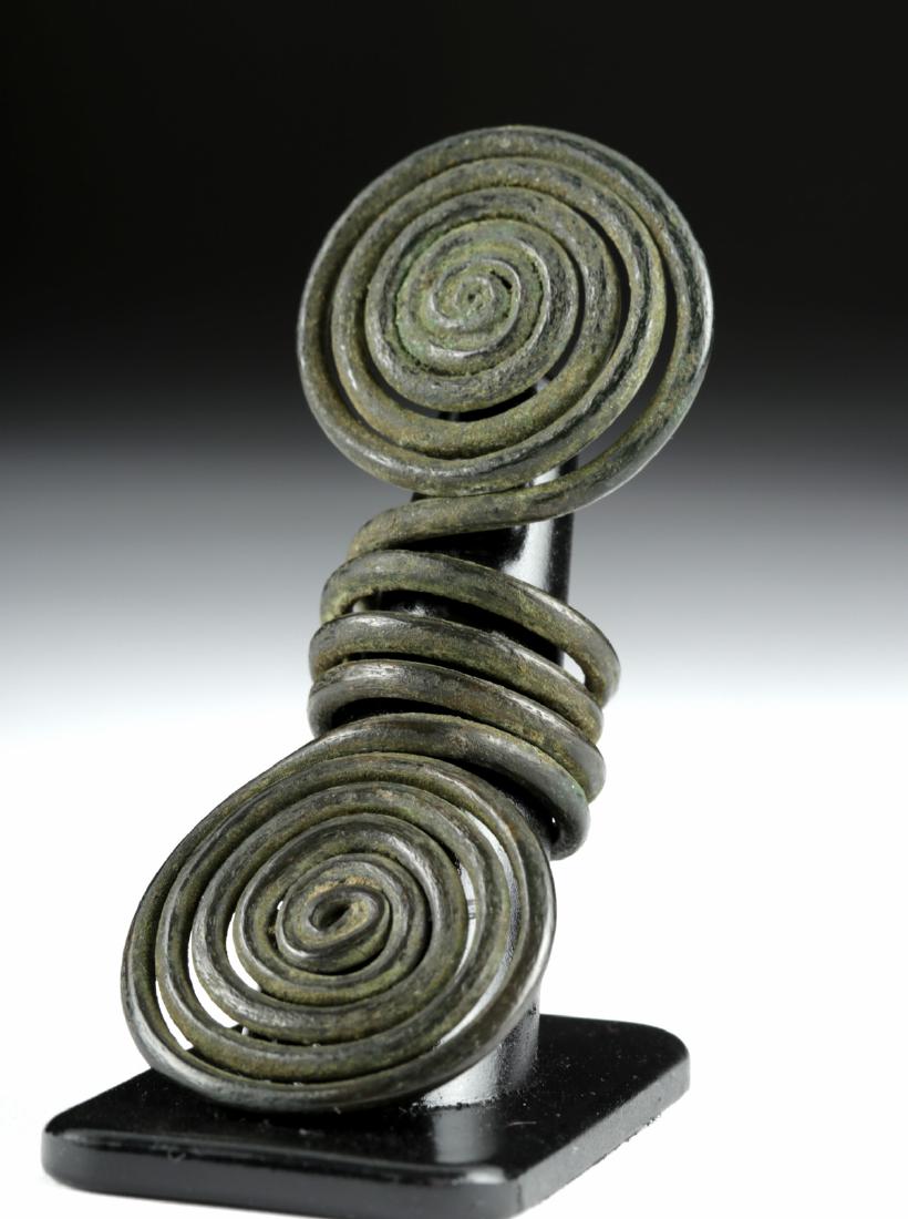 European Hallstatt Bronze Double Spiral Hair Ring (1 of 3)