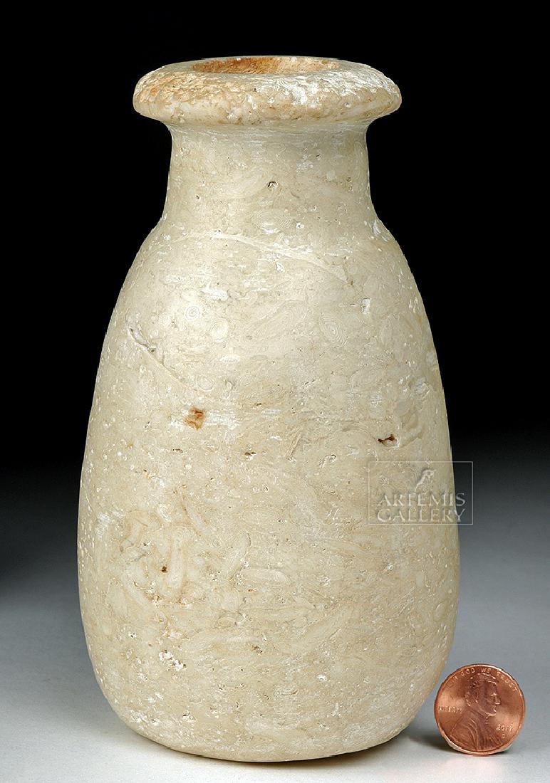 Egyptian Late Dynastic Alabaster Bottle - Alabastron: **Originally Listed At $300** Egypt, Late Dynastic Period, 26th to 31st Dynasty, ca. 664 to 332 BCE. A large and hefty alabastron, meticulously hand-carved from calcite alabaster. The vessel displays 