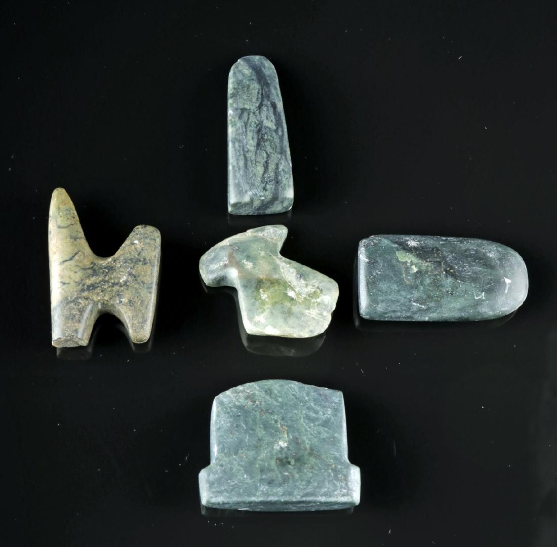 Lot of 5 Exhibited Miniature Valdivian Stone Axe Heads (1 of 2)
