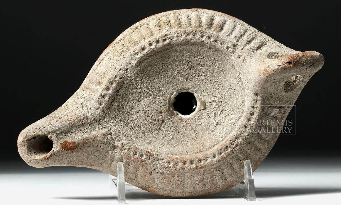 Large Roman Pottery Oil Lamp - Sturdy Design (1 of 2)