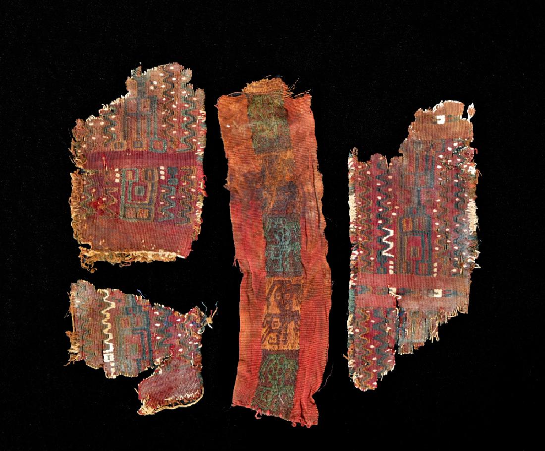 Lot of 4 Textile Fragments from Peru (1 of 2)