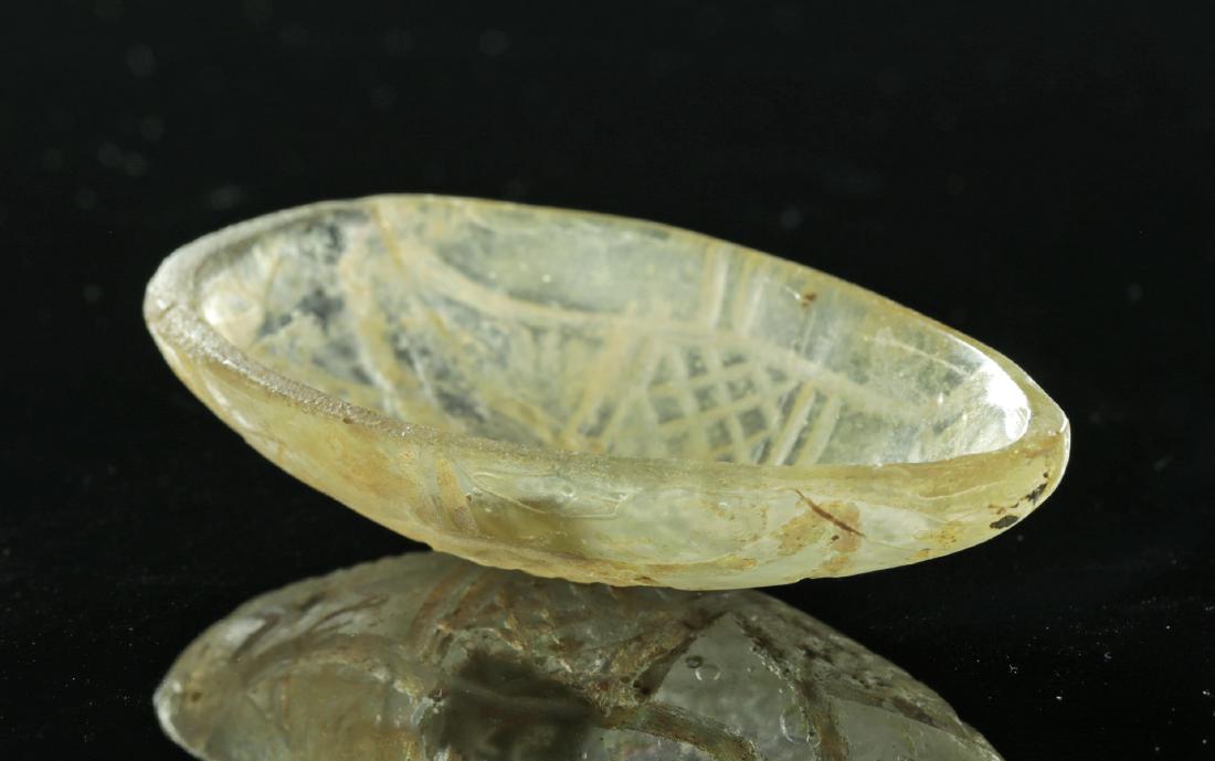 Roman / Byzantine Glass Ovoid Dish Incised Designs: 100% of the Hammer price of all lots sold in this auction will be donated to the Walk to End Alzheimer's Disease, the world's largest event to raise awareness and funds for Alzheimer's care, support a