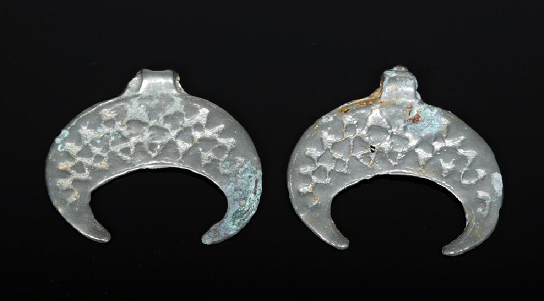 Lot of 2 Russian Viking White Bronze Lunate Pendants: 100% of the Hammer price of all lots sold in this auction will be donated to the Walk to End Alzheimer's Disease, the world's largest event to raise awareness and funds for Alzheimer's care, support a