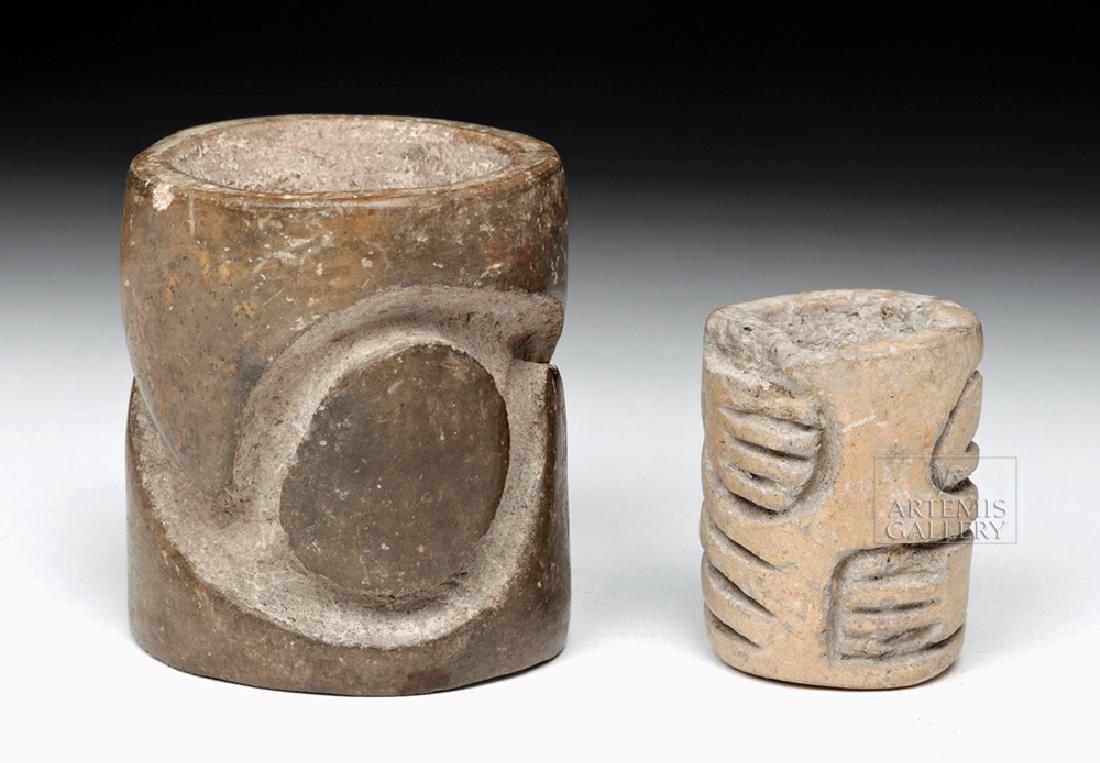Lot of 2 Classic Olmec Pottery Rollers (for Textiles): 100% of the Hammer price of all lots sold in this auction will be donated to the Walk to End Alzheimer's Disease, the world's largest event to raise awareness and funds for Alzheimer's care, support a