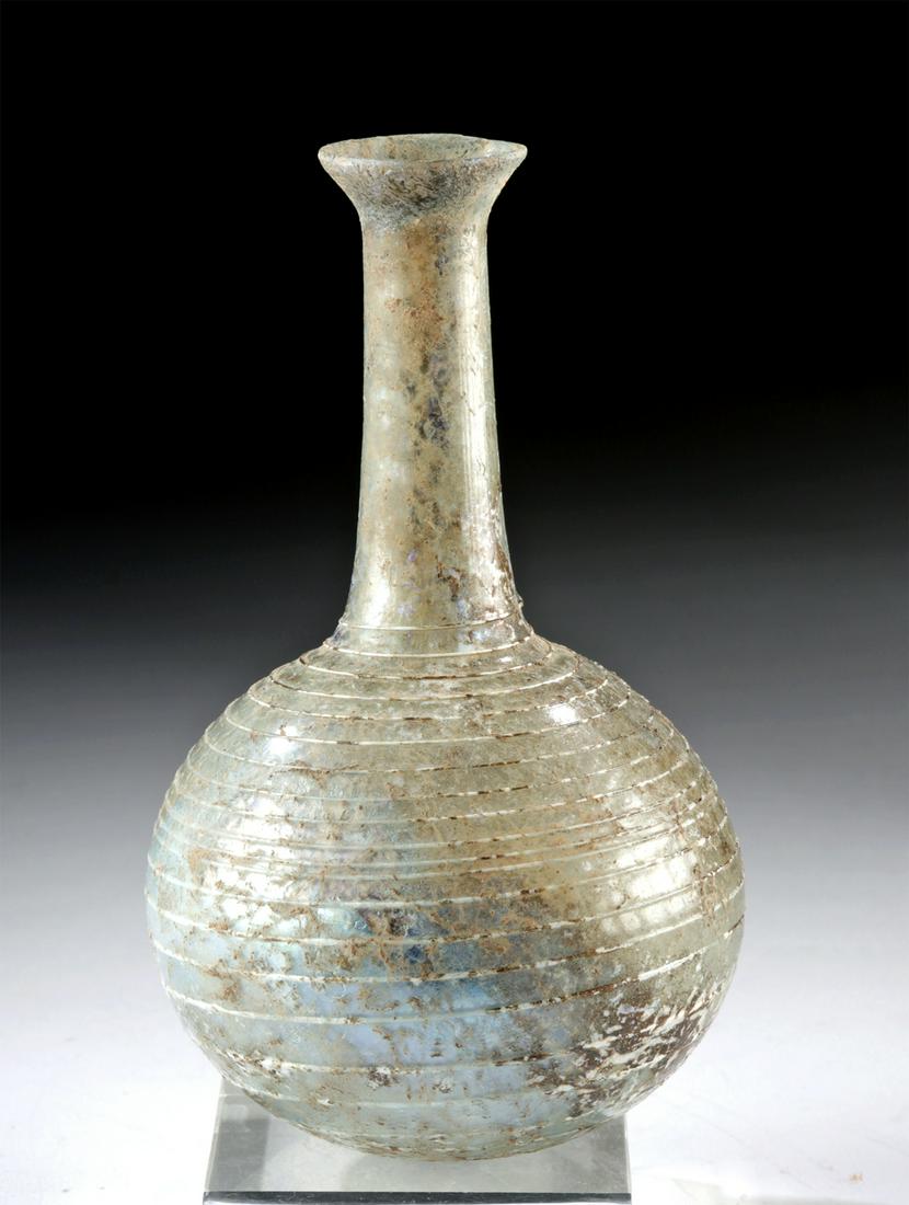 A stunning Roman marvered glass bottle LARGE LATE ROMAN GLASS BOTTLE May 17