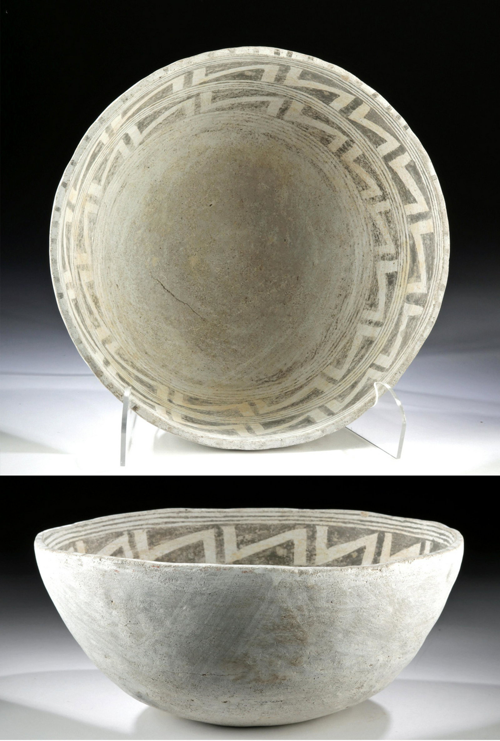 Anasazi Pottery Bowl - Mesa Verde Museum: Native American, Southwestern United States, east central Arizona, Ancestral Puebloan (Anasazi), ca. 1275 to 1325 CE. A beautifully preserved ceramic bowl with a rounded base, tall walls, a deep basin
