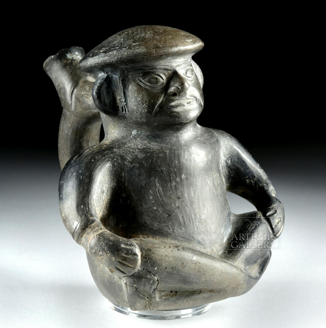 Fine Moche / Sican Blackware Figural Stirrup Vessel (1 of 6)