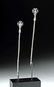 Lot of 2 Sican Silver Tupus - Bird Finials - 4