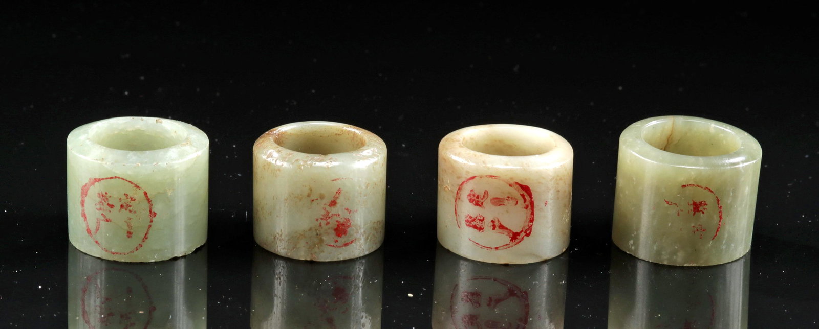 Chinese Qing Dynasty Nephrite Archer Rings (4): **Holiday Shipping Deadlines** USA Domestic: 12/14 for Standard; 12/23 for Express International: 12/7 for Standard; 12/19 for Express East Asia, China, Qing Dynasty, ca. 1644 to 1912
