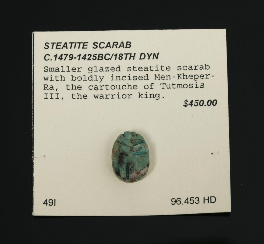 Egyptian New Kingdom Steatite Scarab - Ex-Philip Mitry (1 of 2)